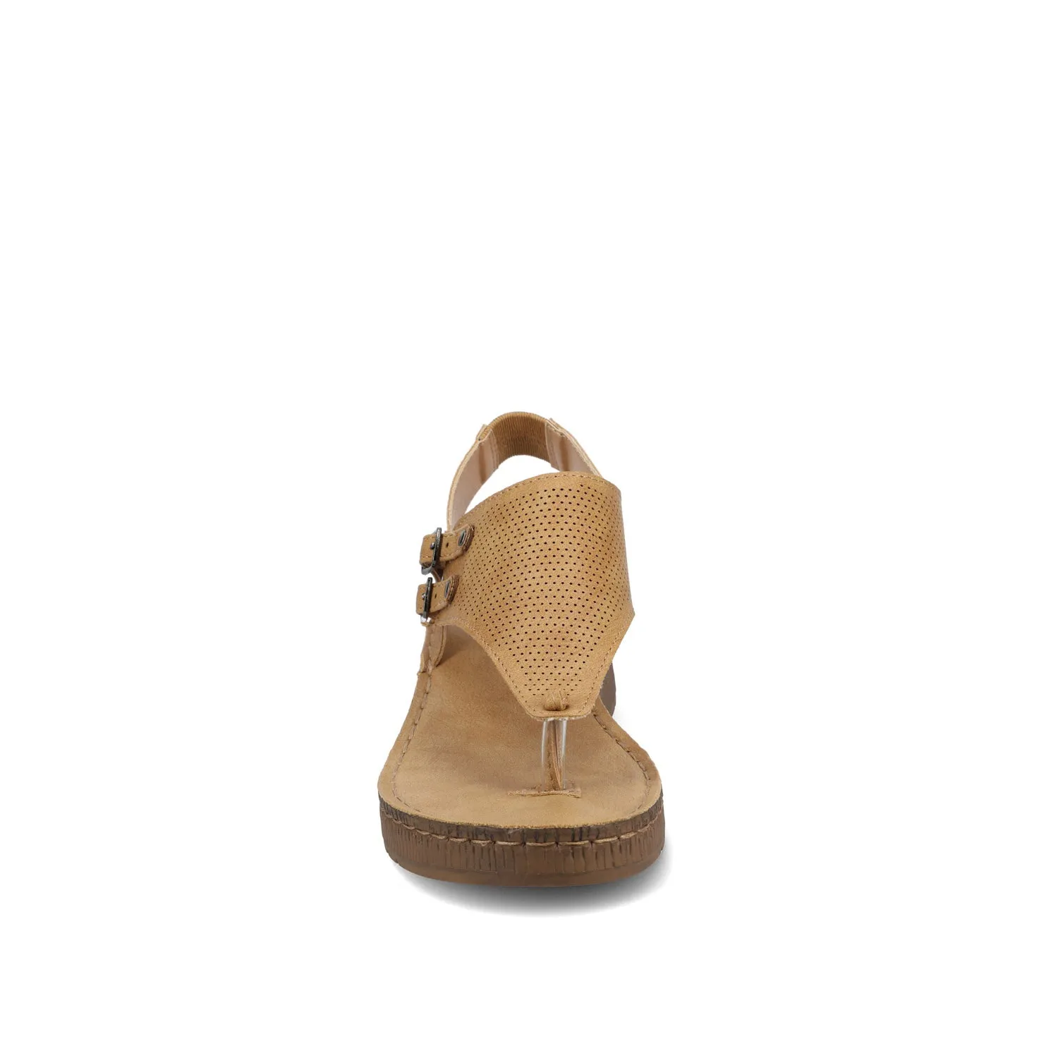 MCKELL WEDGE HEEL SANDALS IN FAUX LEATHER clean edge