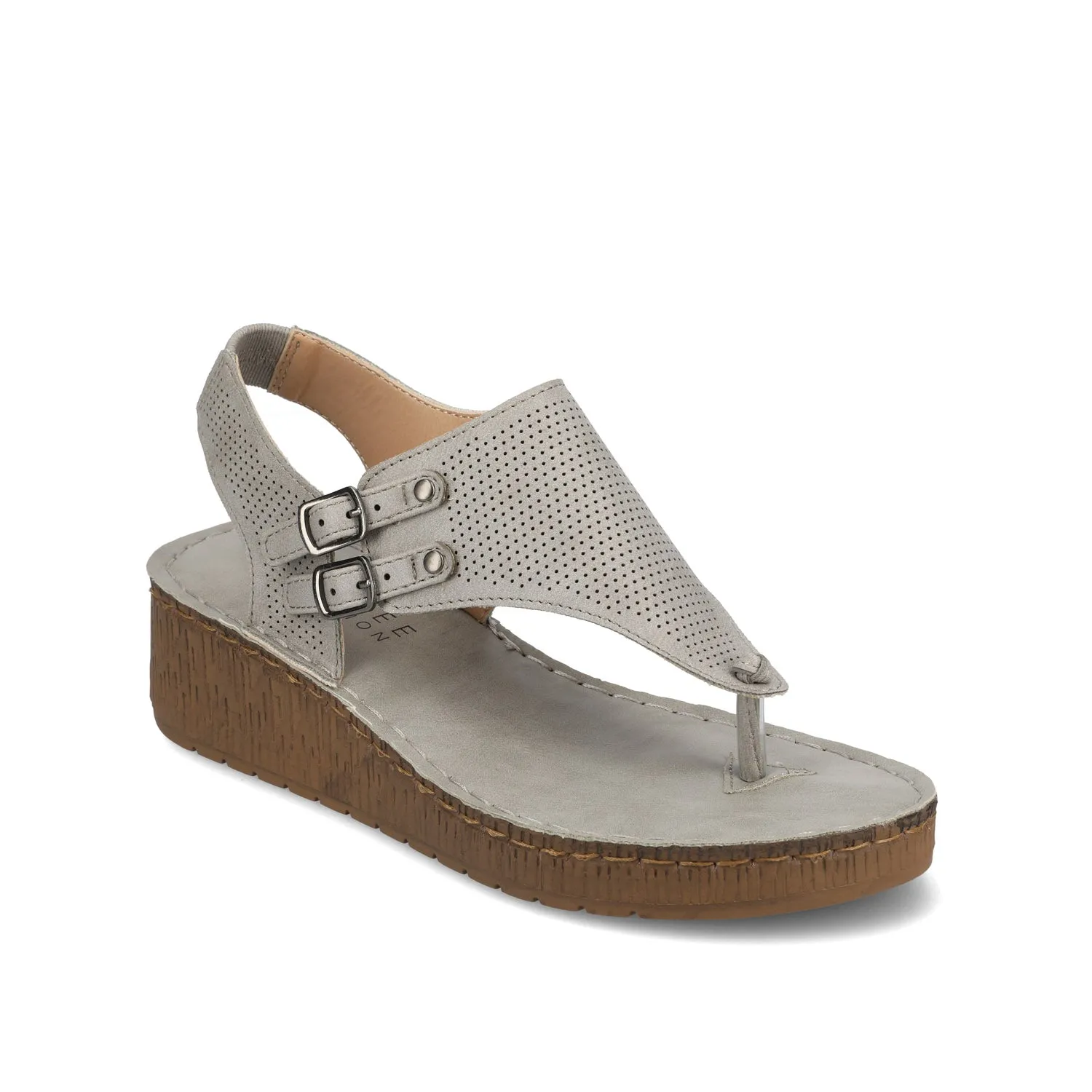 MCKELL WEDGE HEEL SANDALS IN FAUX LEATHER clean edge