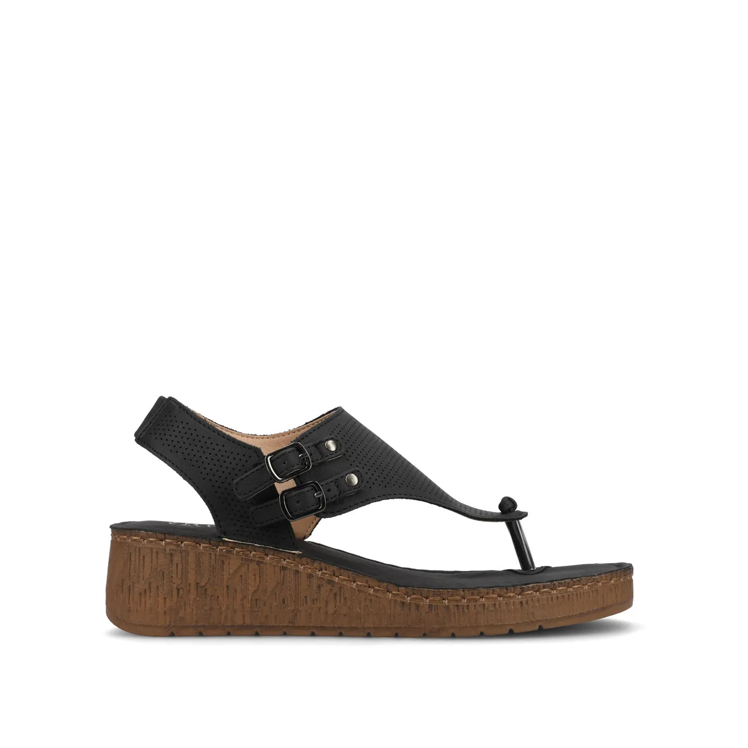 MCKELL WEDGE HEEL SANDALS IN FAUX LEATHER clean edge