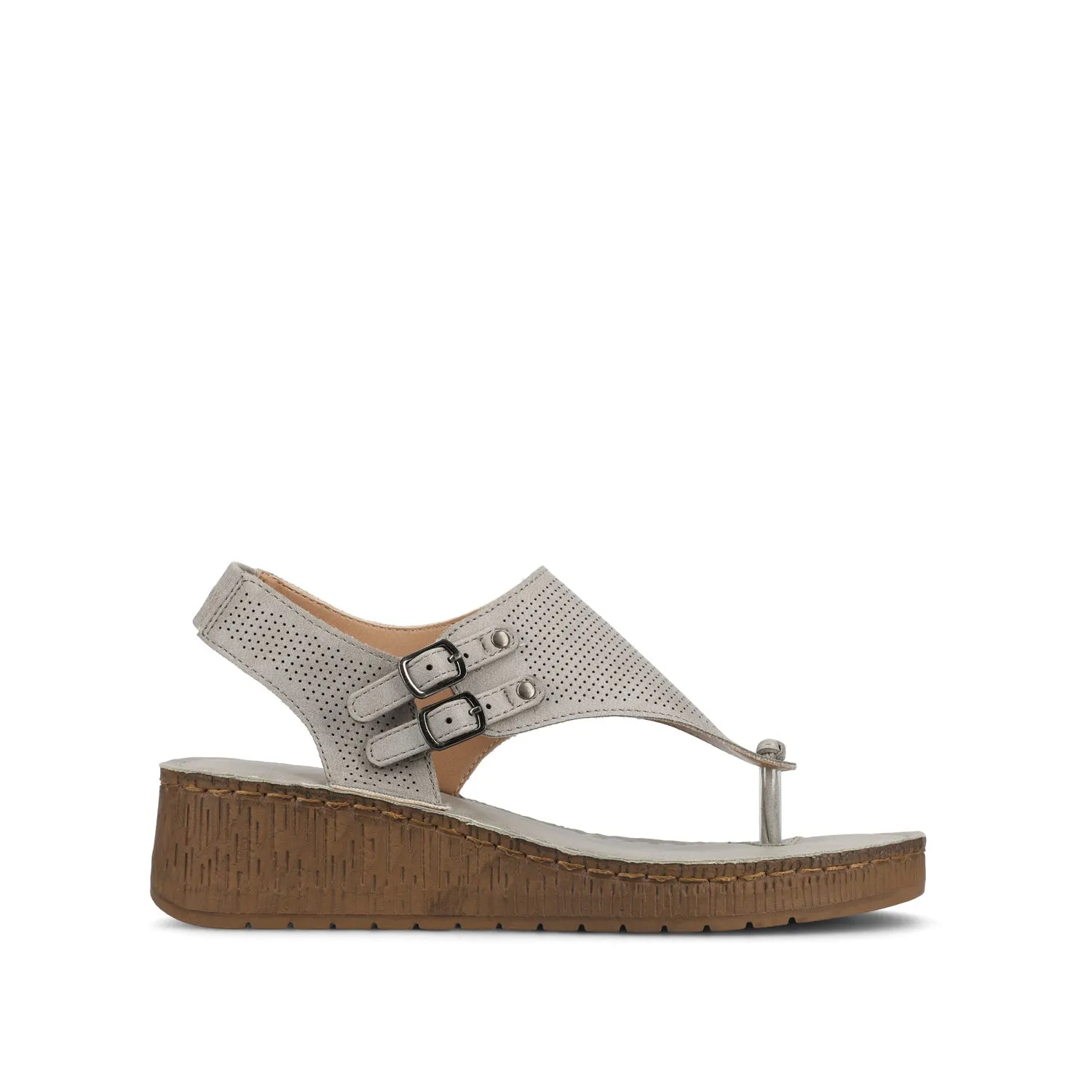 MCKELL WEDGE HEEL SANDALS IN FAUX LEATHER clean edge