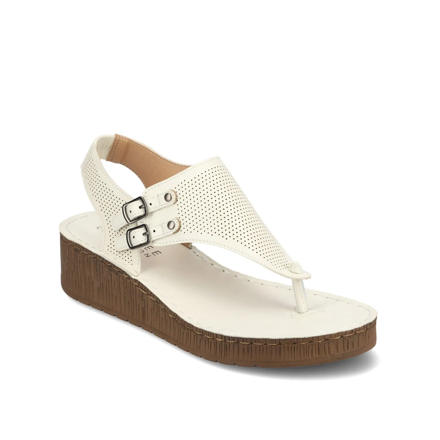 MCKELL WEDGE HEEL SANDALS IN FAUX LEATHER clean edge