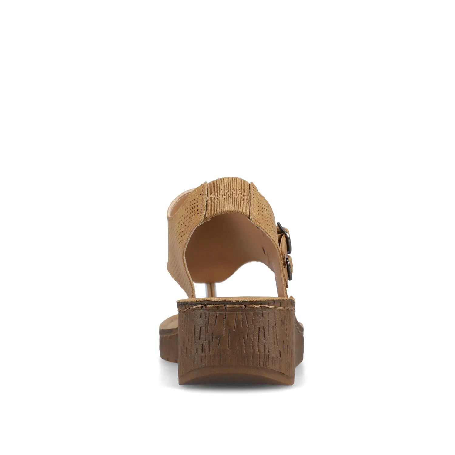 MCKELL WEDGE HEEL SANDALS IN FAUX LEATHER clean edge