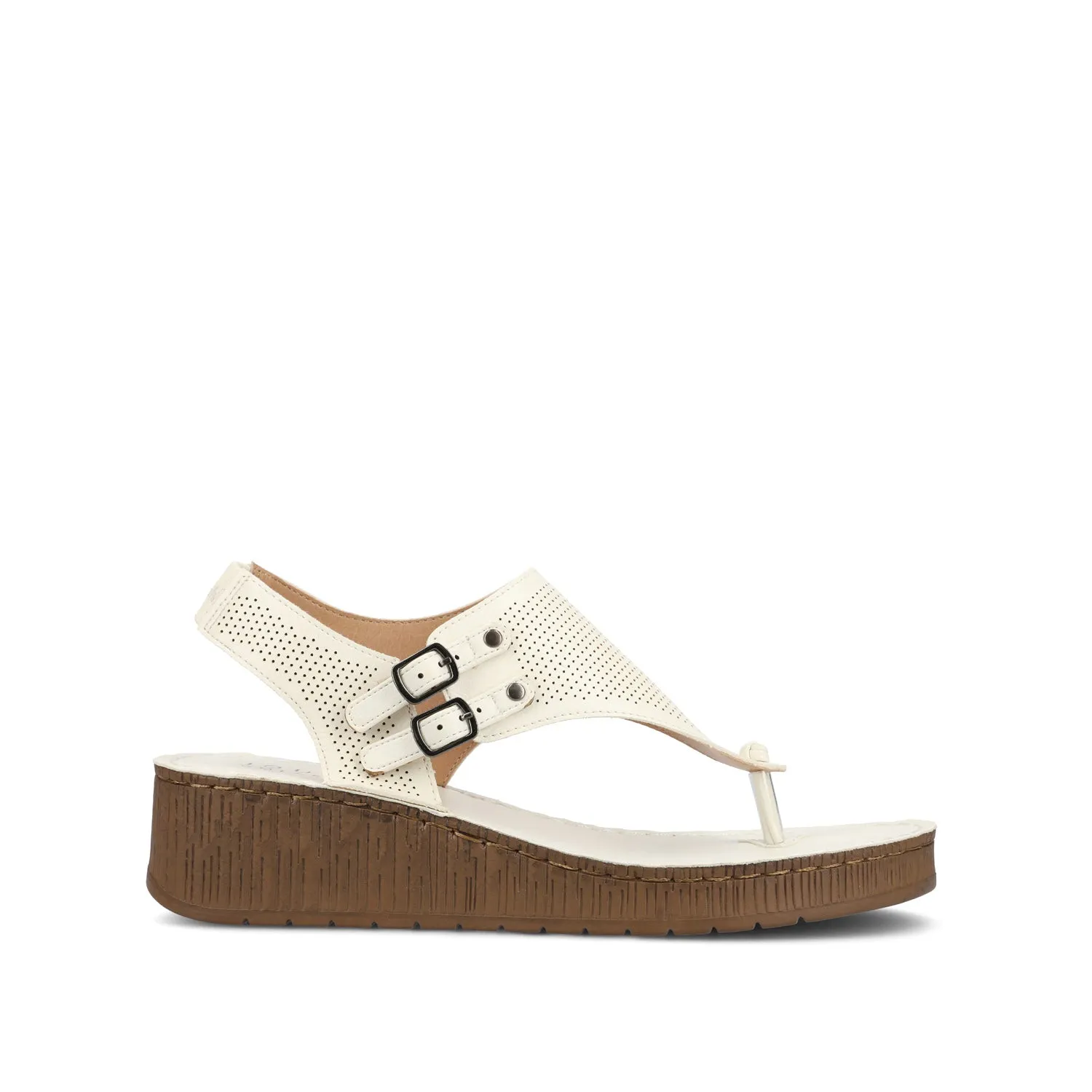 MCKELL WEDGE HEEL SANDALS IN FAUX LEATHER clean edge