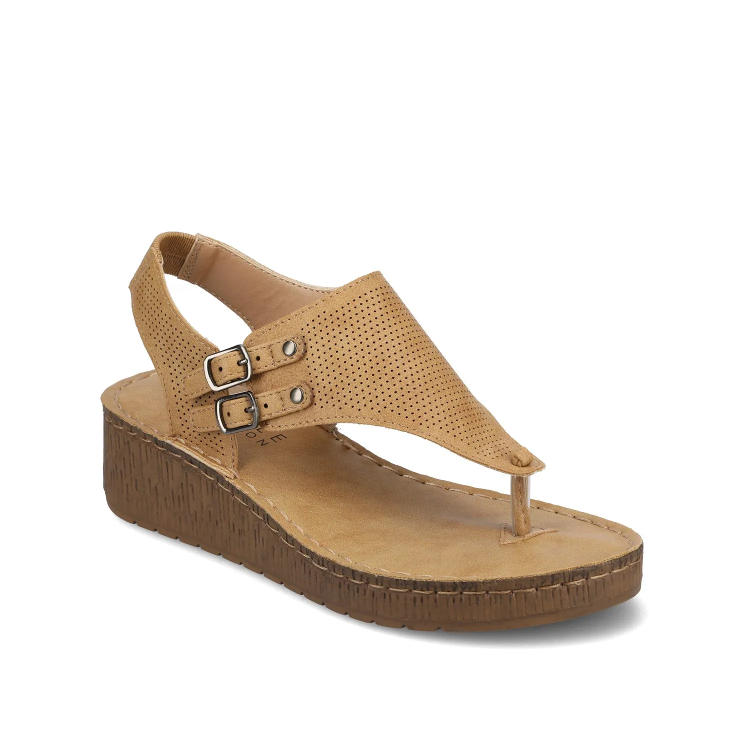 MCKELL WEDGE HEEL SANDALS IN FAUX LEATHER clean edge