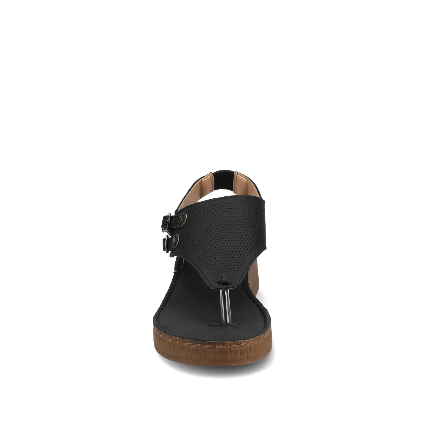 MCKELL WEDGE HEEL SANDALS IN FAUX LEATHER clean edge