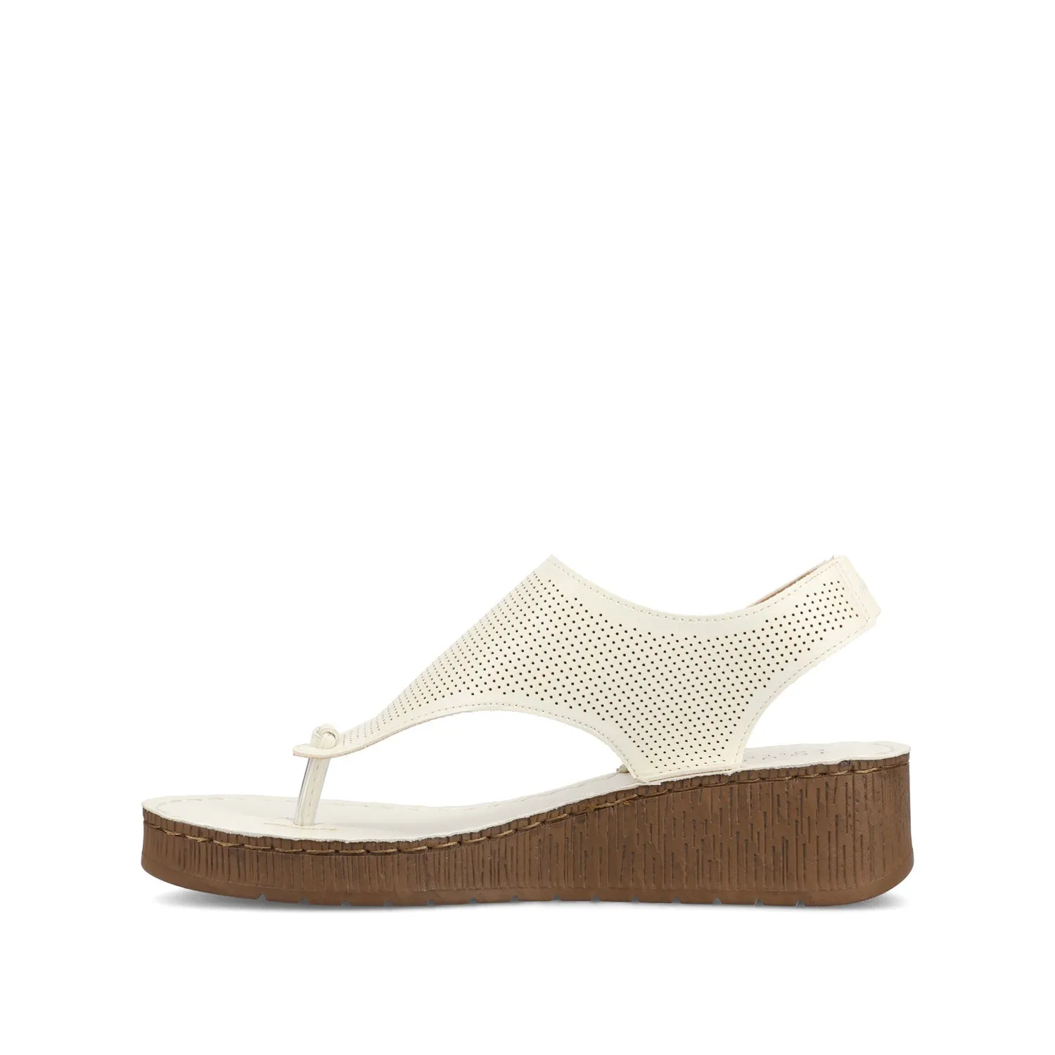 MCKELL WEDGE HEEL SANDALS IN FAUX LEATHER clean edge