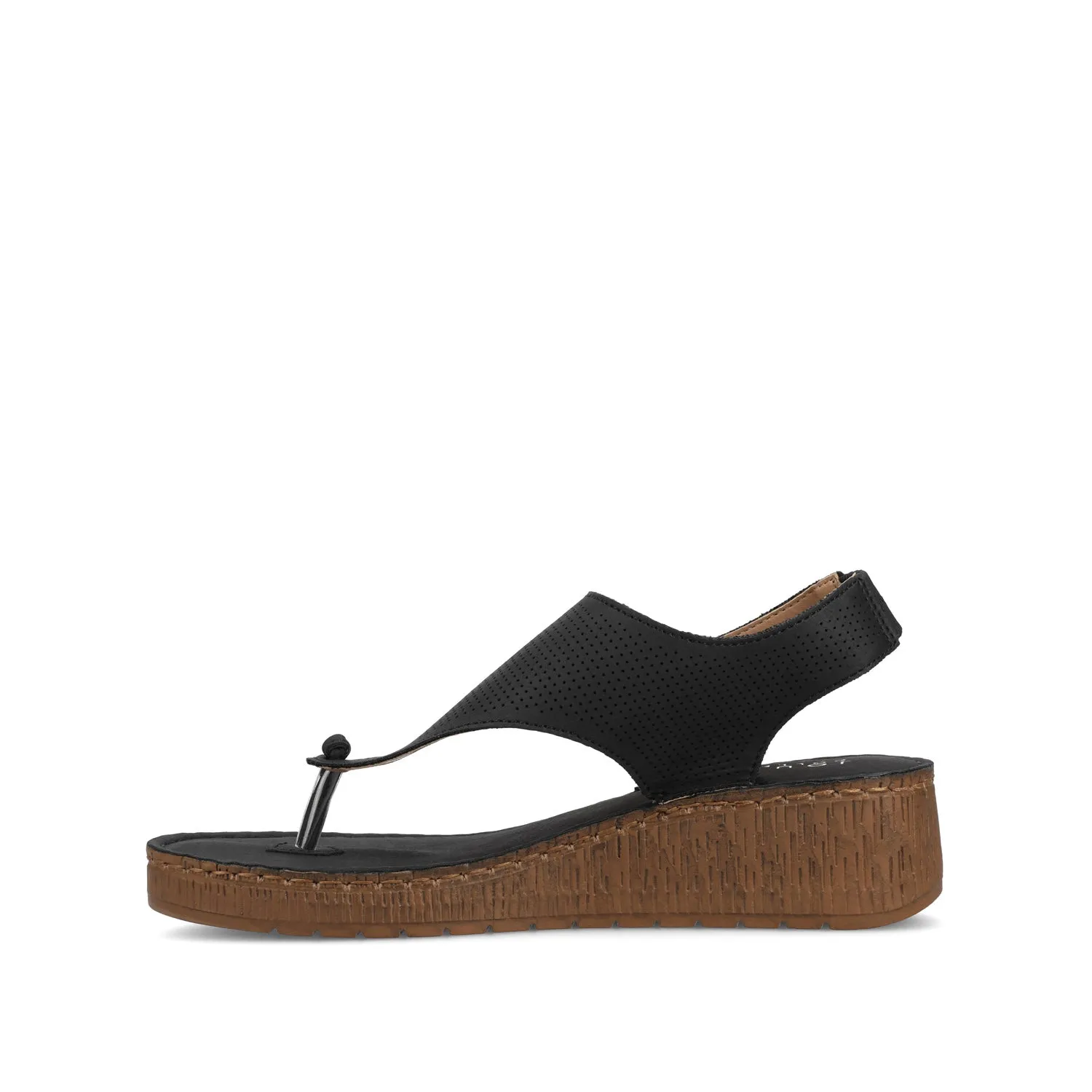 MCKELL WEDGE HEEL SANDALS IN FAUX LEATHER clean edge
