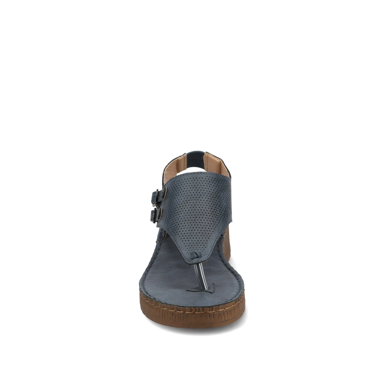MCKELL WEDGE HEEL SANDALS IN FAUX LEATHER clean edge