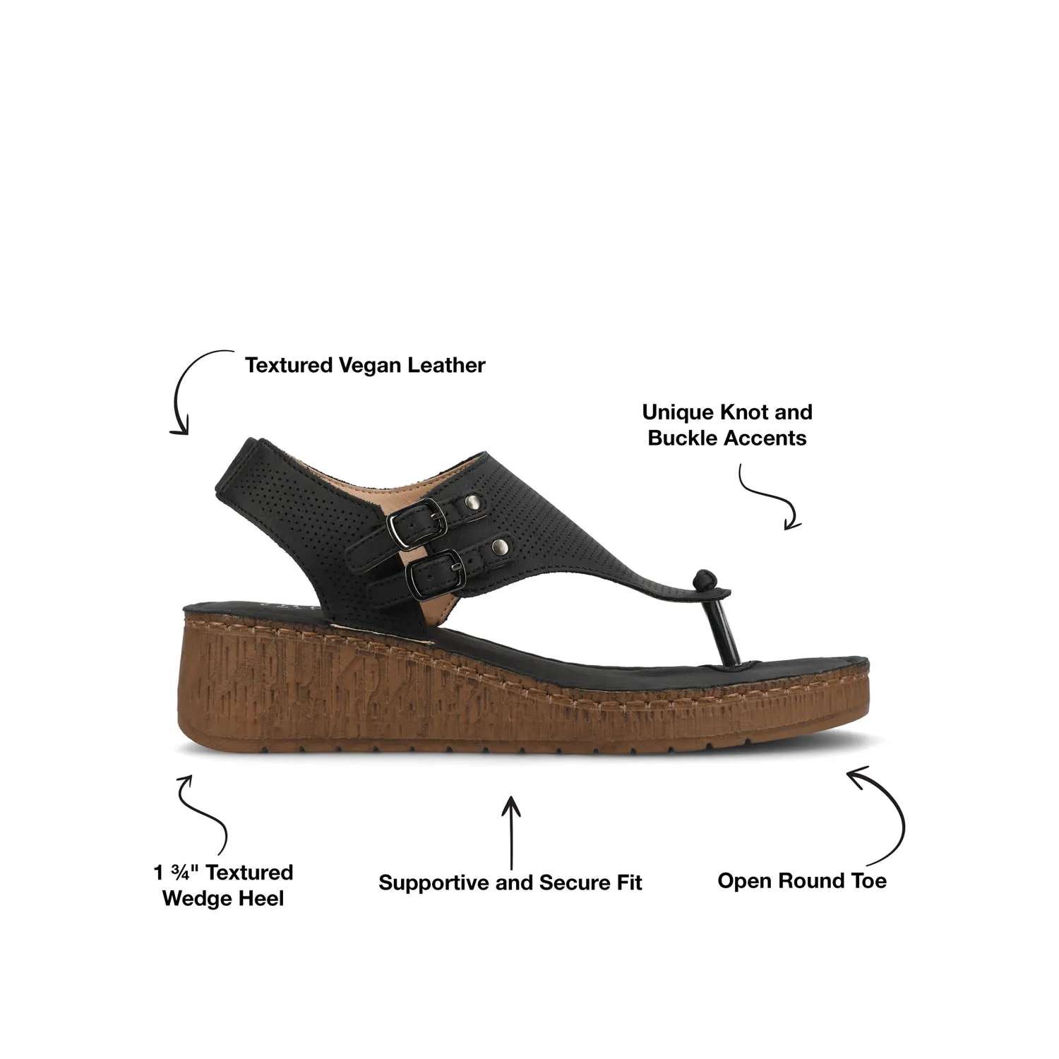 MCKELL WEDGE HEEL SANDALS IN FAUX LEATHER clean edge