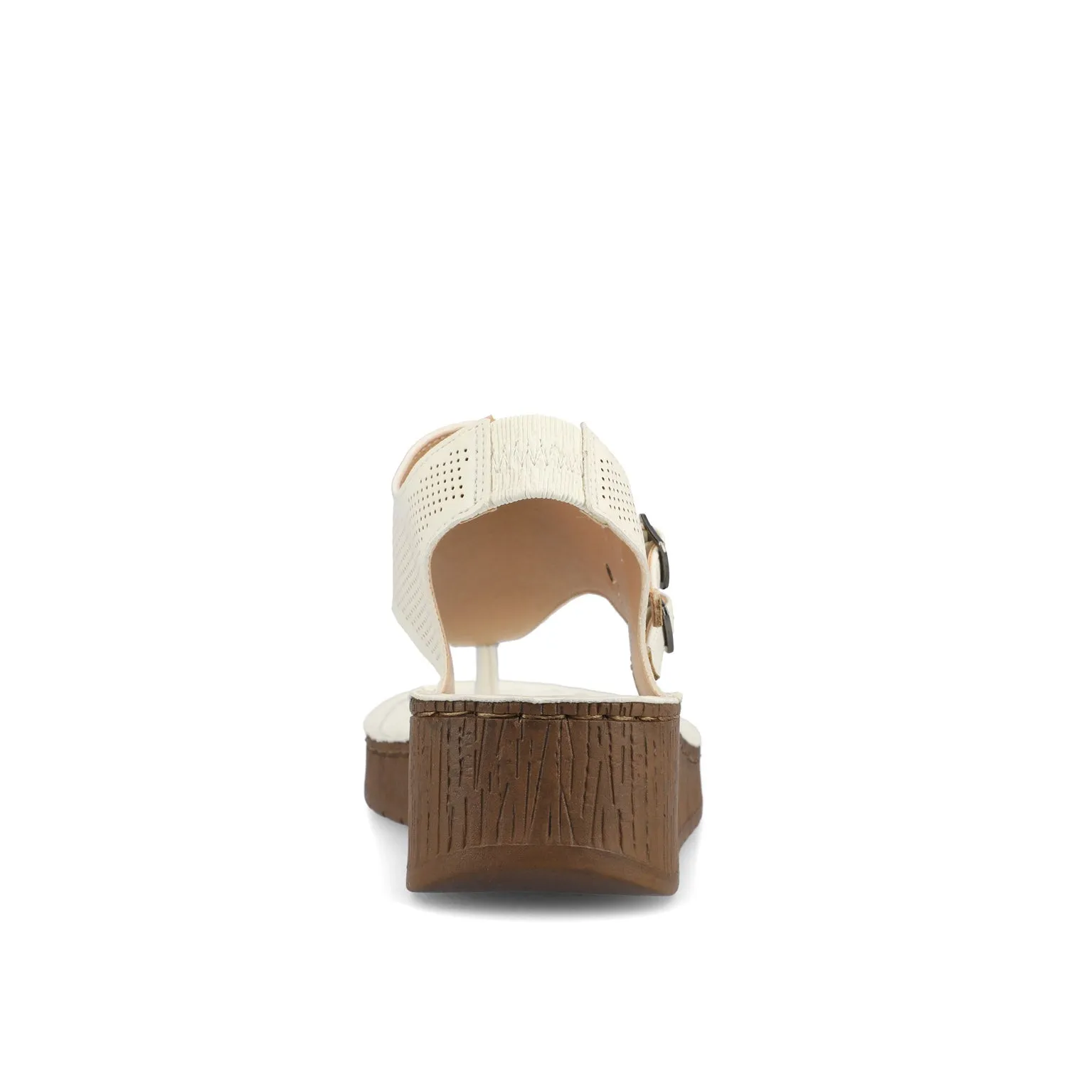 MCKELL WEDGE HEEL SANDALS IN FAUX LEATHER clean edge