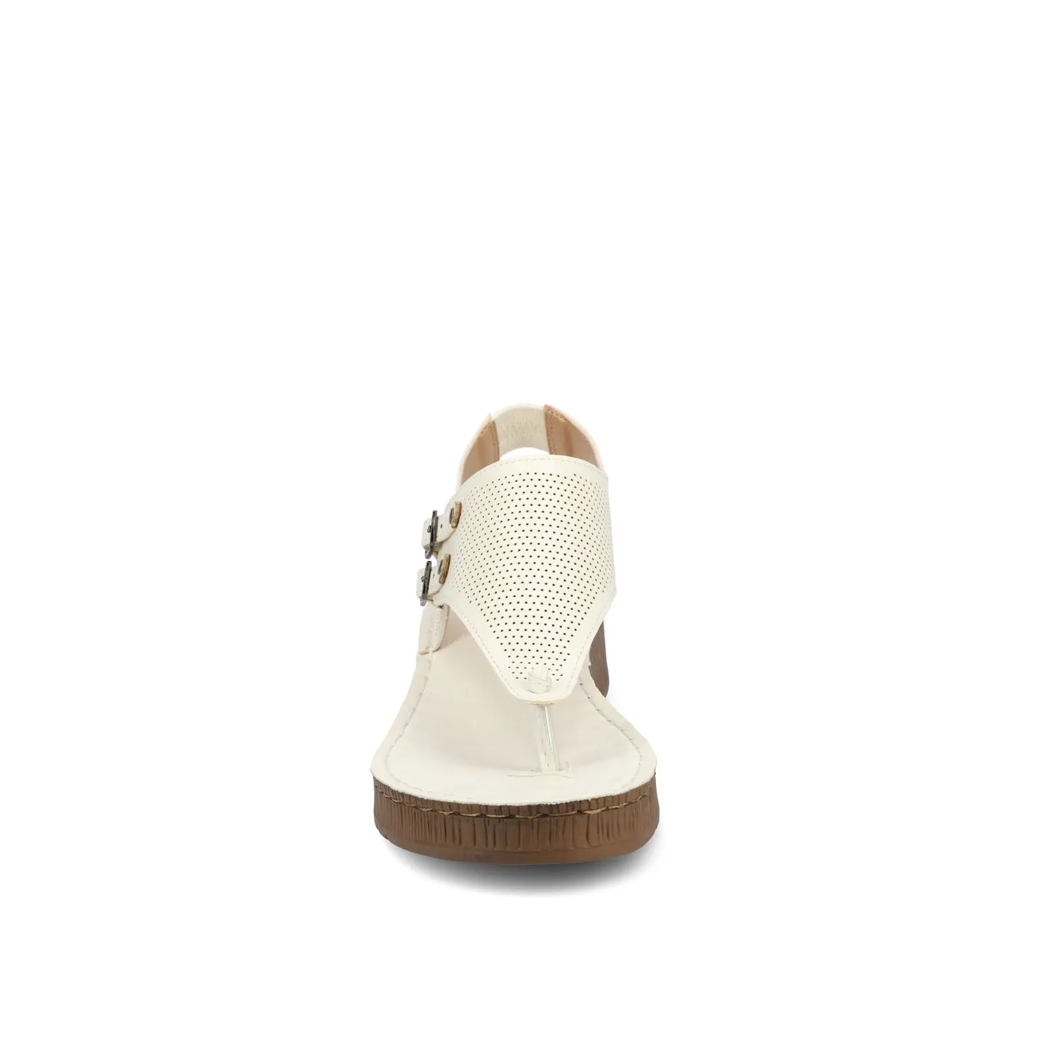 MCKELL WEDGE HEEL SANDALS IN FAUX LEATHER clean edge