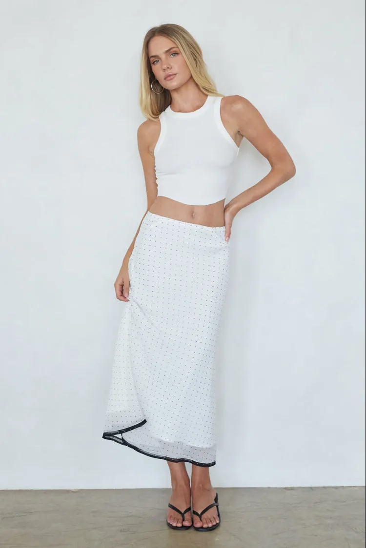 Melissa Polka Dot Midi Skirt high rise