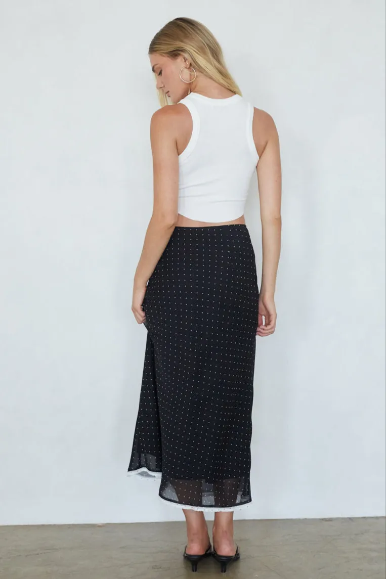 Melissa Polka Dot Midi Skirt high rise