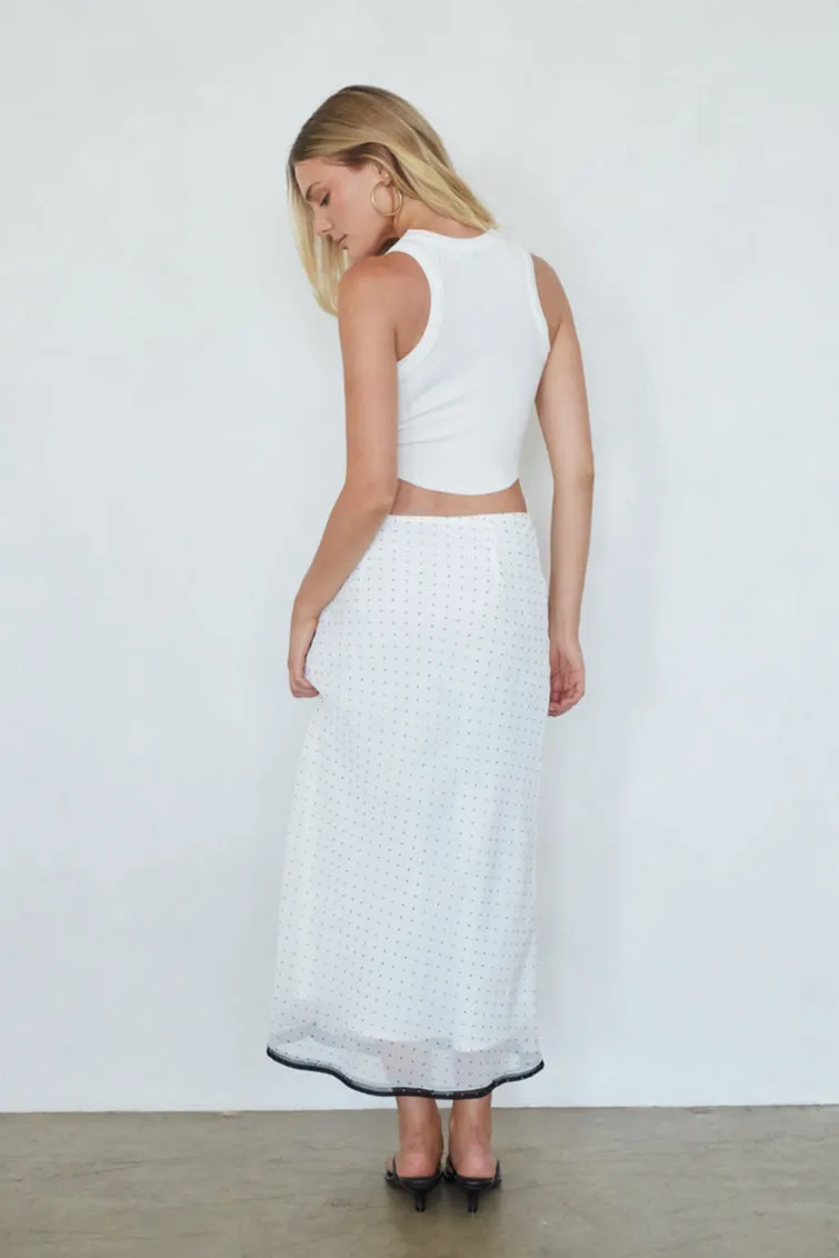 Melissa Polka Dot Midi Skirt high rise