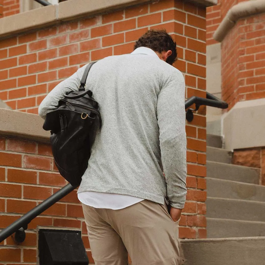 Men's Campus Crew, Heather Grey fold hem