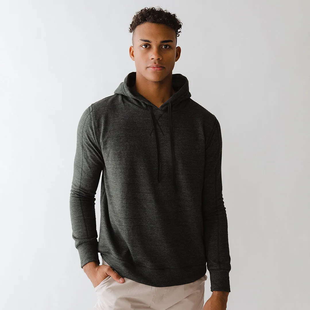 Men's Hoodie, Charcoal fold hem