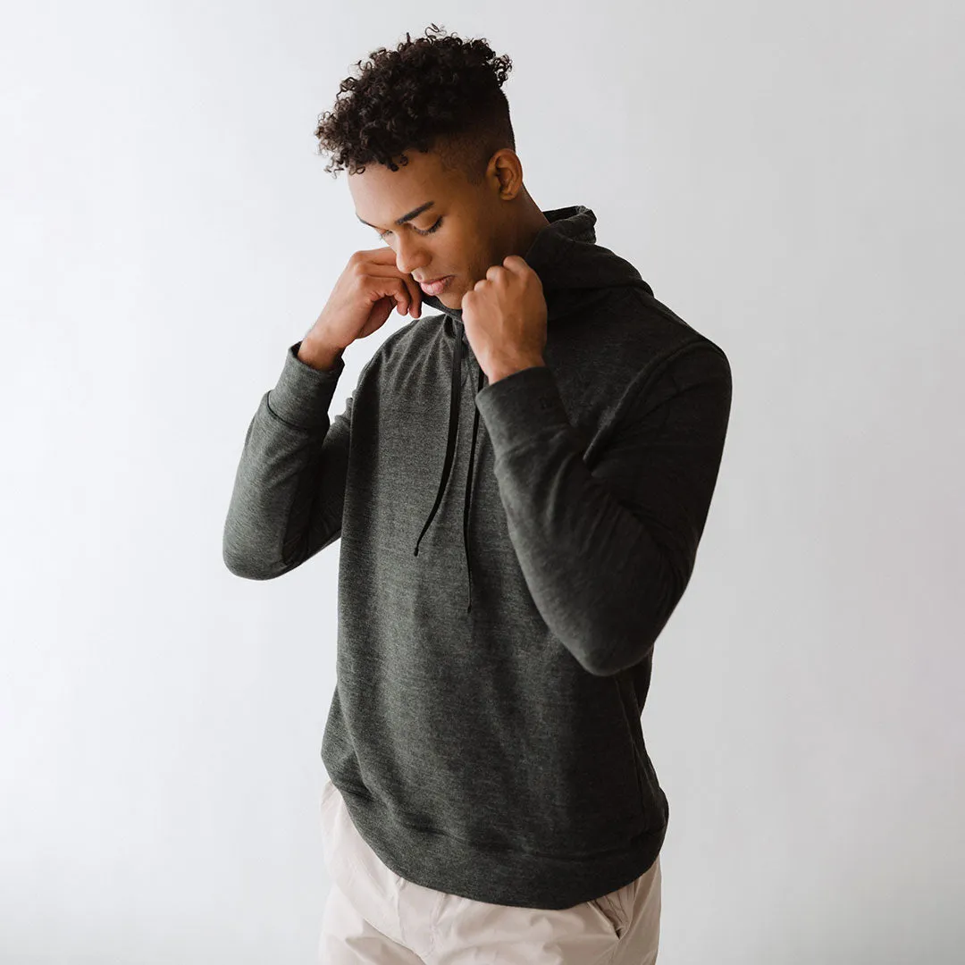 Men's Hoodie, Charcoal fold hem