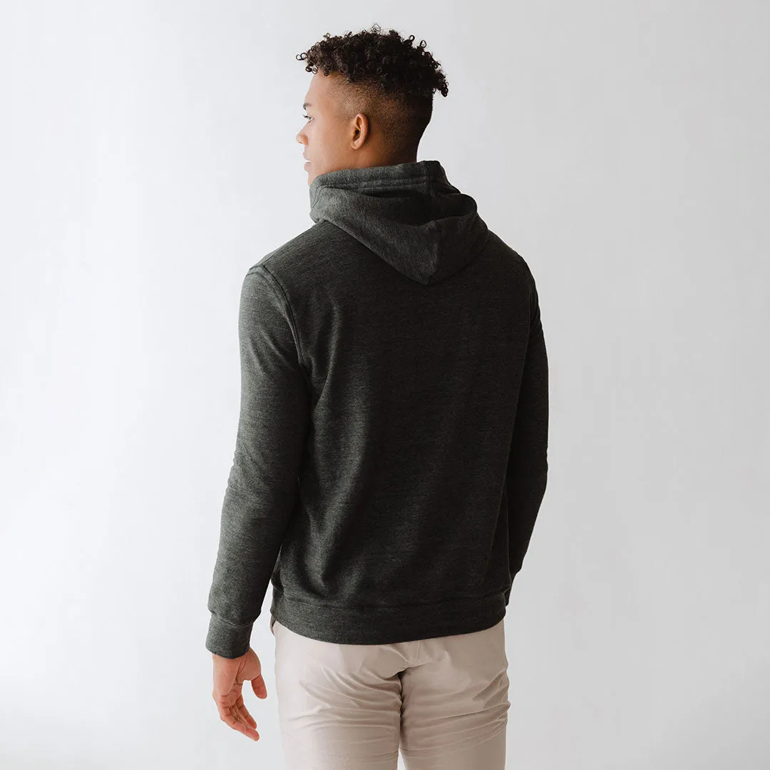 Men's Hoodie, Charcoal fold hem