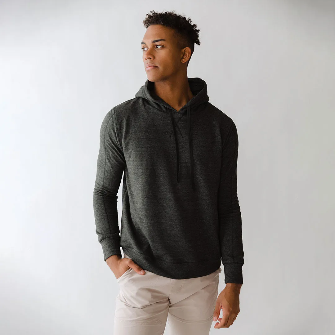 Men's Hoodie, Charcoal fold hem
