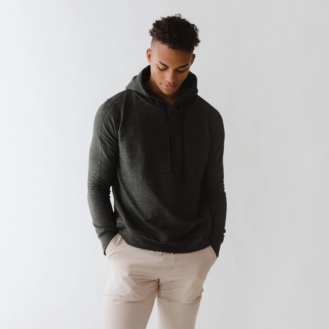 Men's Hoodie, Charcoal fold hem