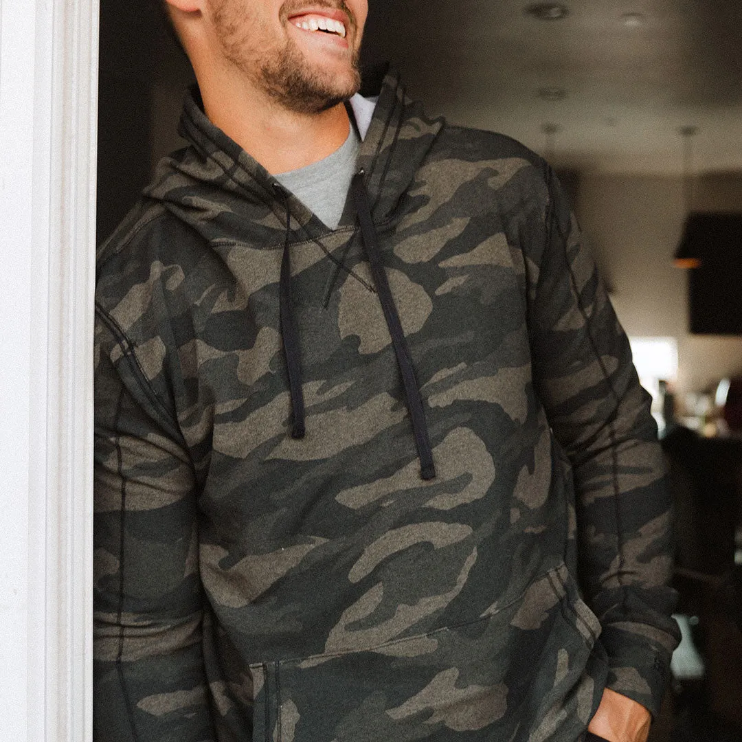 Men's Hoodie, Green Camo run easy