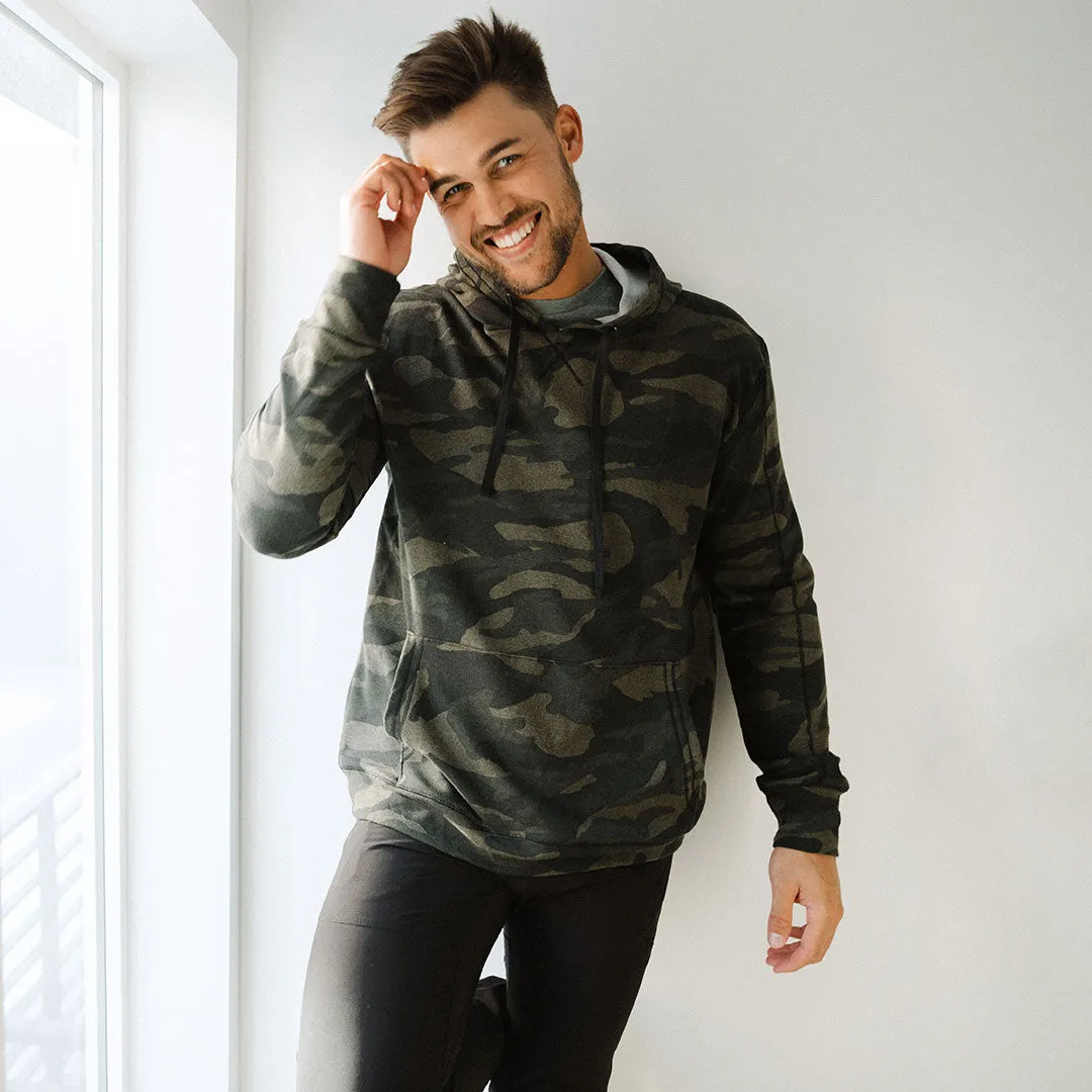 Men's Hoodie, Green Camo run easy