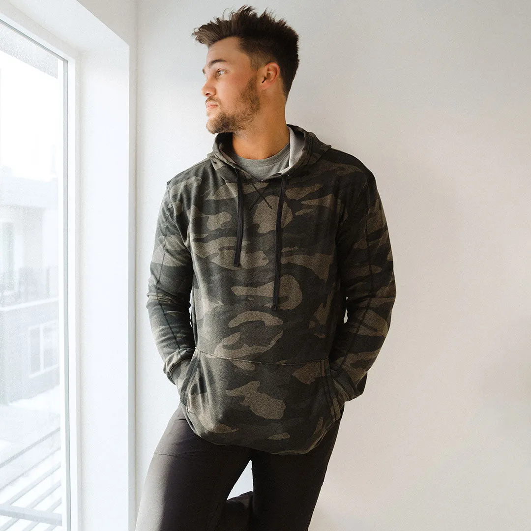 Men's Hoodie, Green Camo run easy
