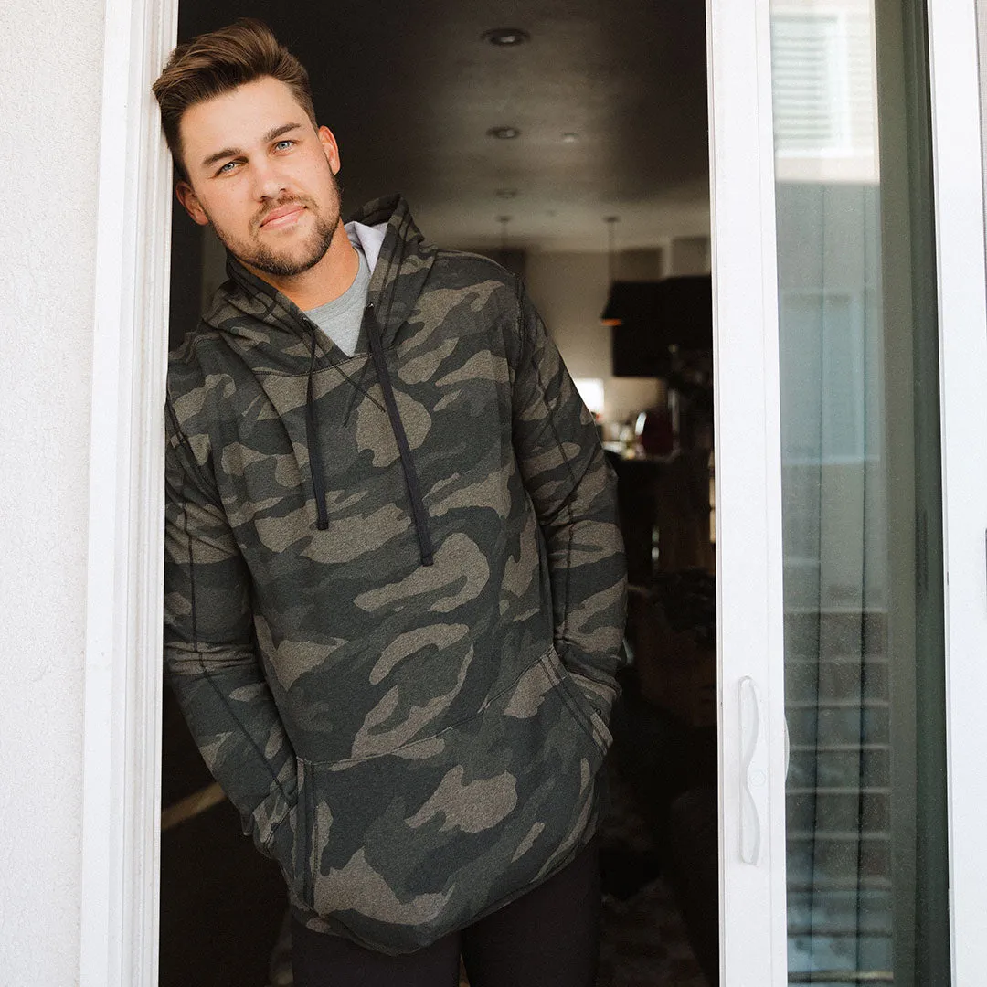 Men's Hoodie, Green Camo run easy