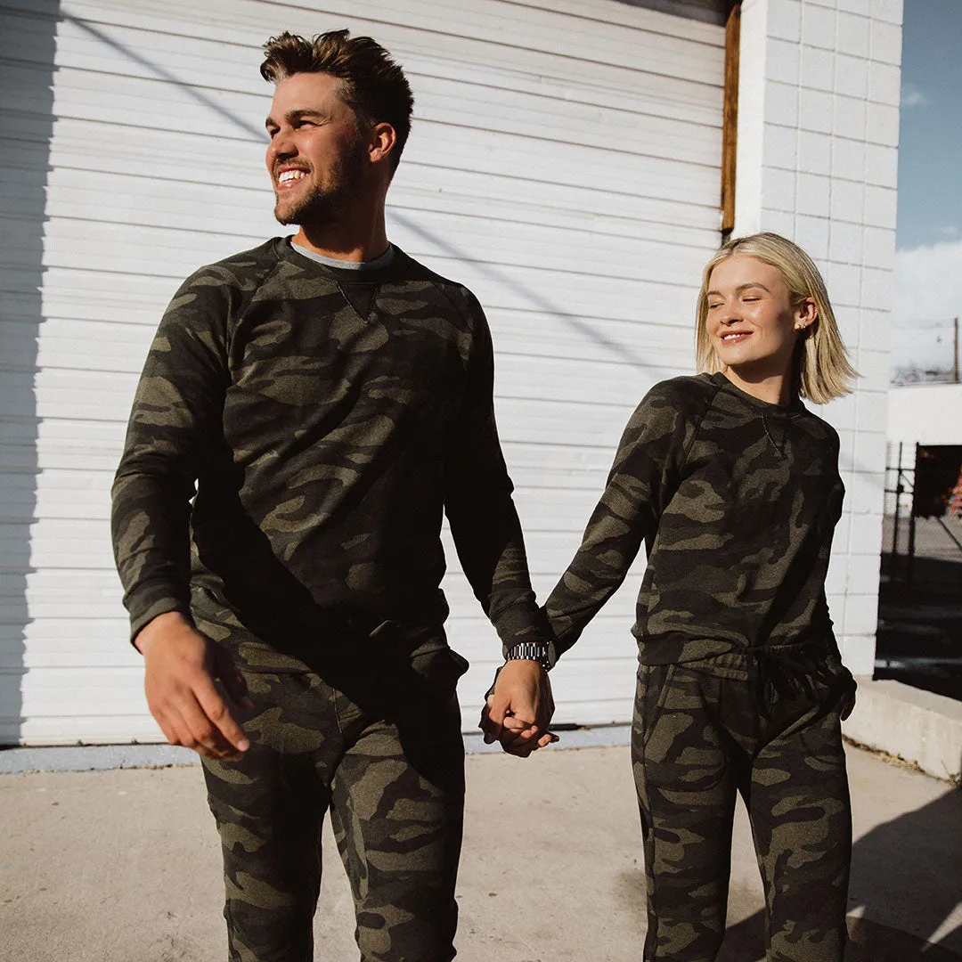 Men's Sweatshirt, Green Camo quiet luxe
