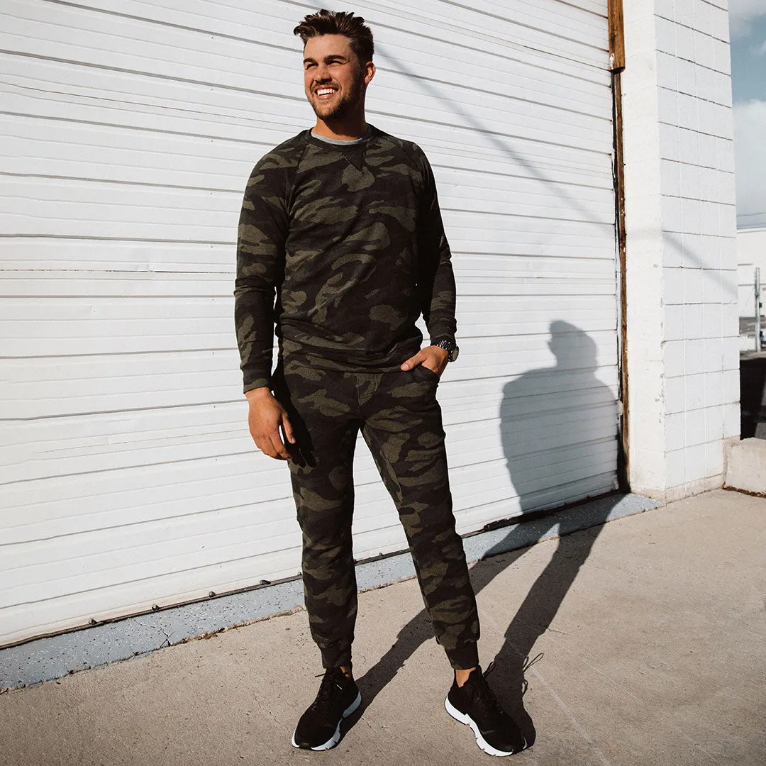 Men's Sweatshirt, Green Camo quiet luxe