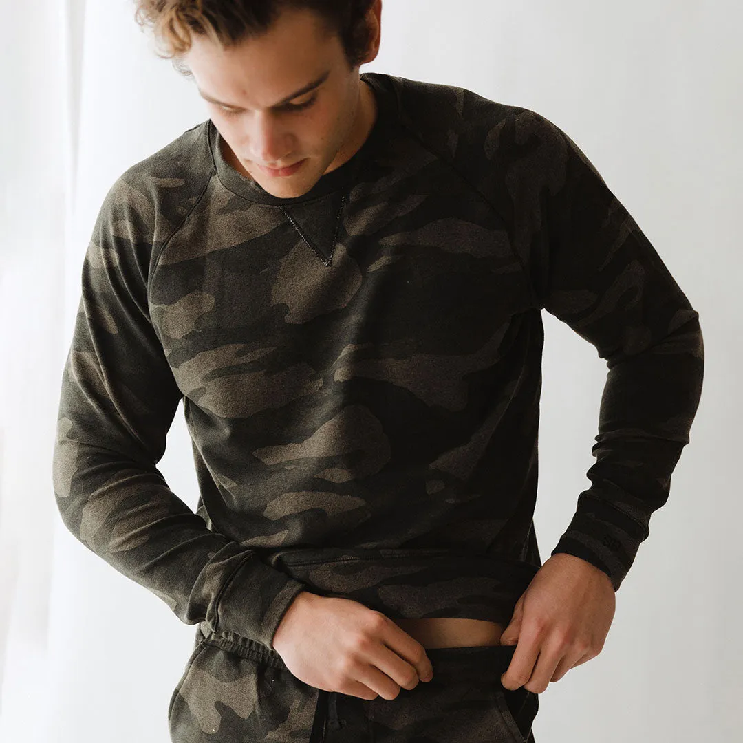 Men's Sweatshirt, Green Camo quiet luxe