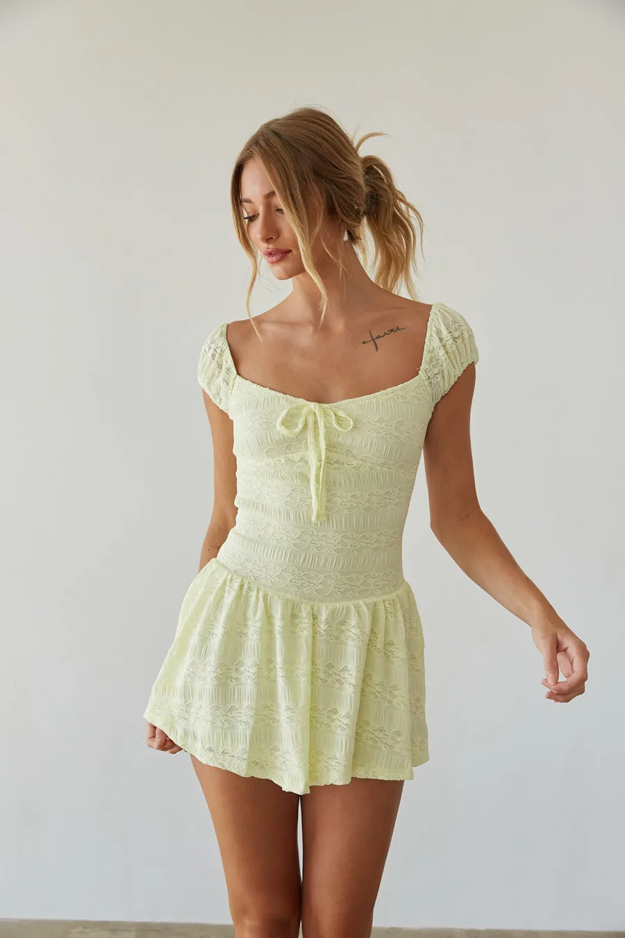 Meyer Lace Puff Sleeve Mini Dress formal vibe