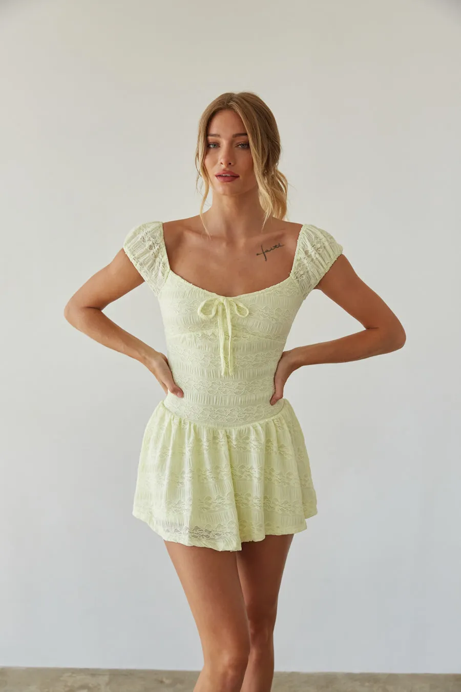 Meyer Lace Puff Sleeve Mini Dress formal vibe