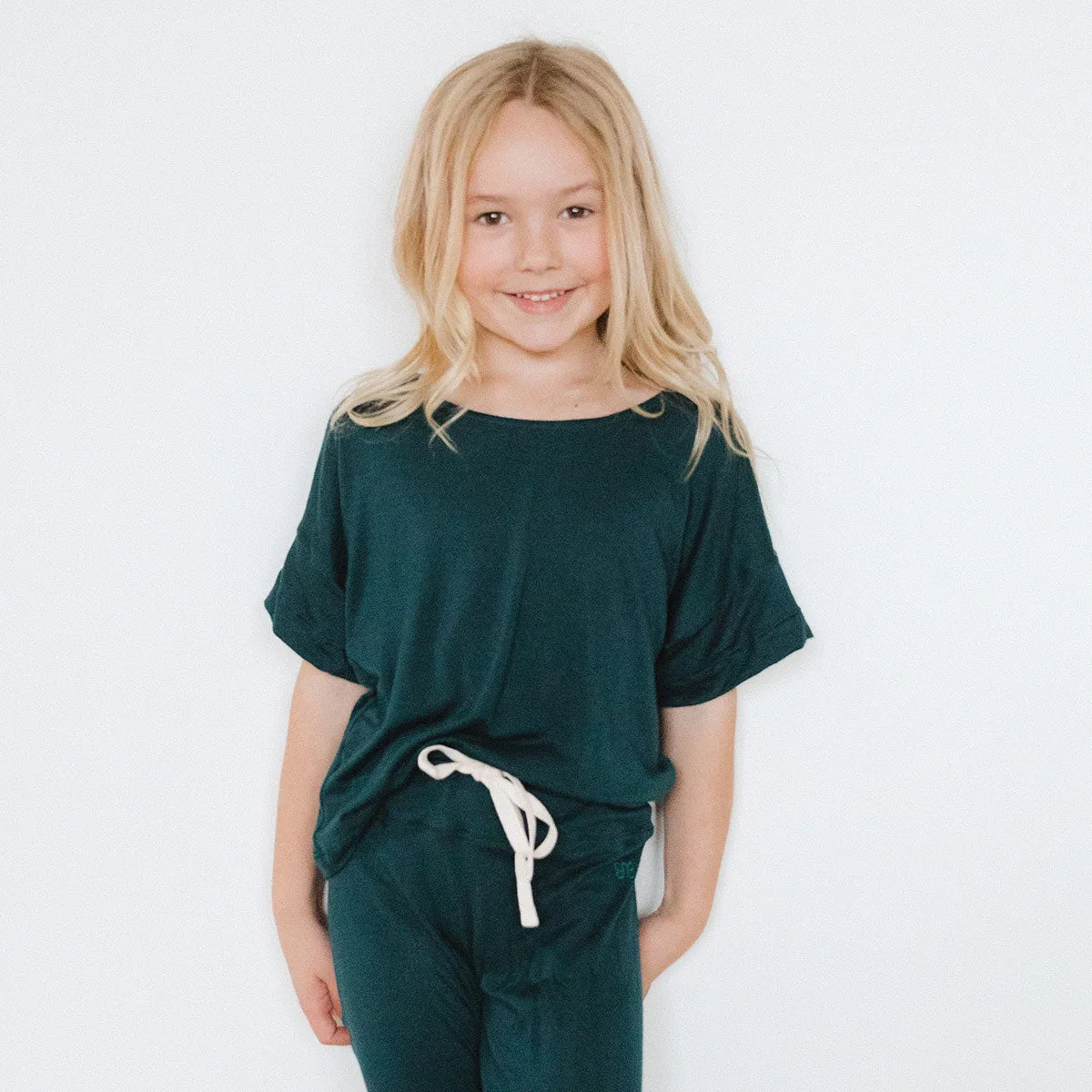 Mini Boxy Tee, Hunter Green chill moment