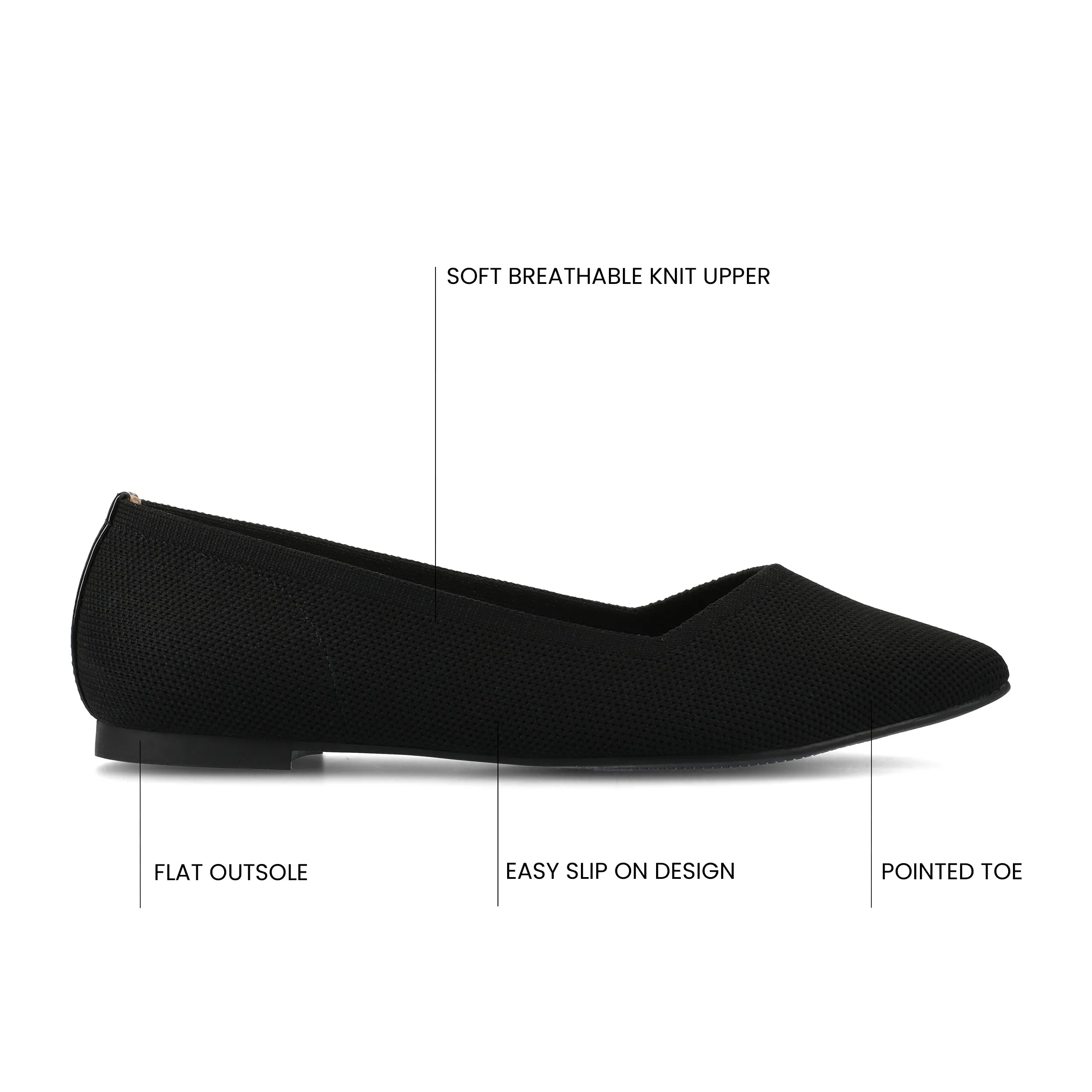 MINNAH BALLET FLATS IN KNIT FABRIC all day