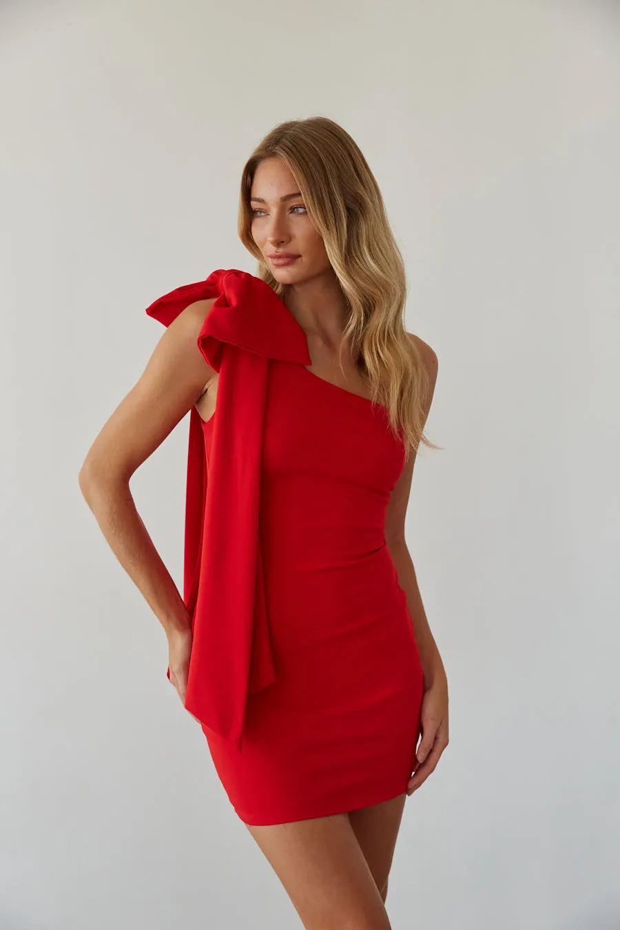 Mischa Bow Bodycon Mini Dress lace dream