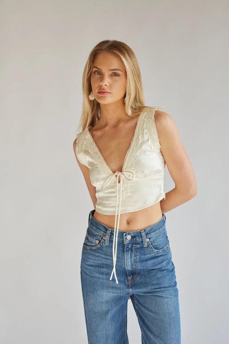 Mischa Lace Trim Crop Top soft touch