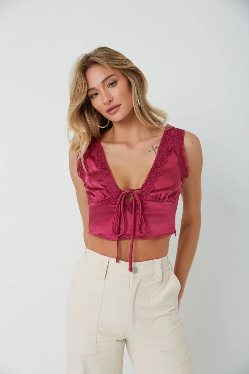 Mischa Lace Trim Crop Top soft touch