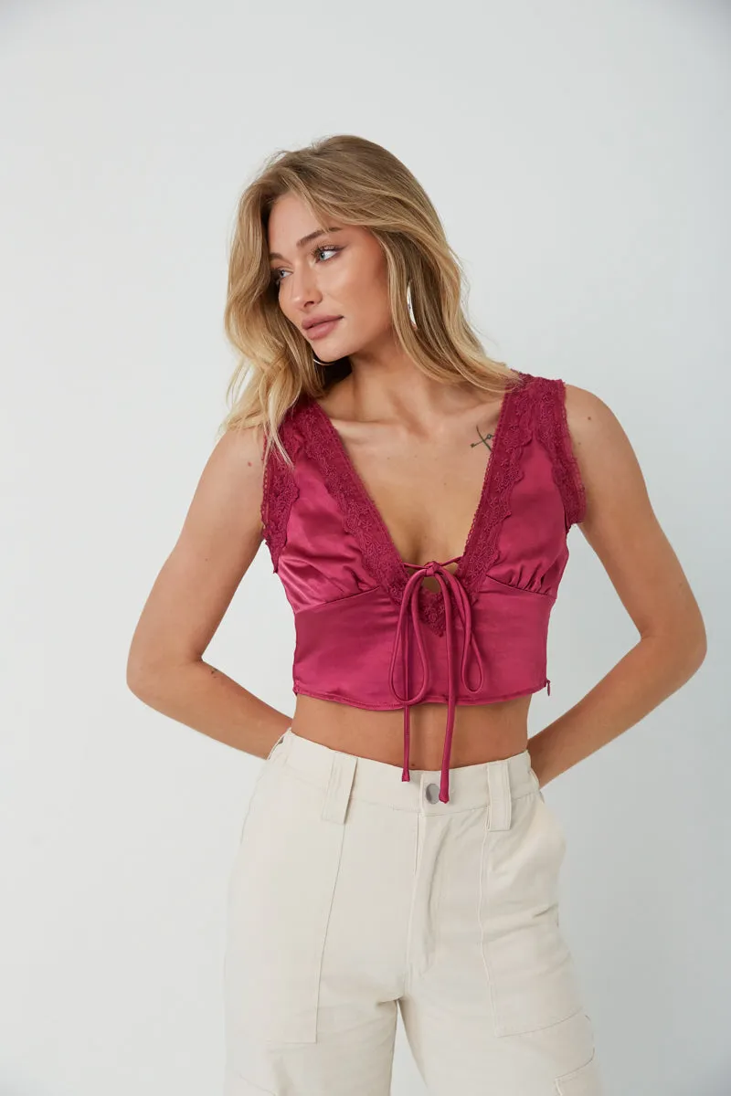 Mischa Lace Trim Crop Top soft touch