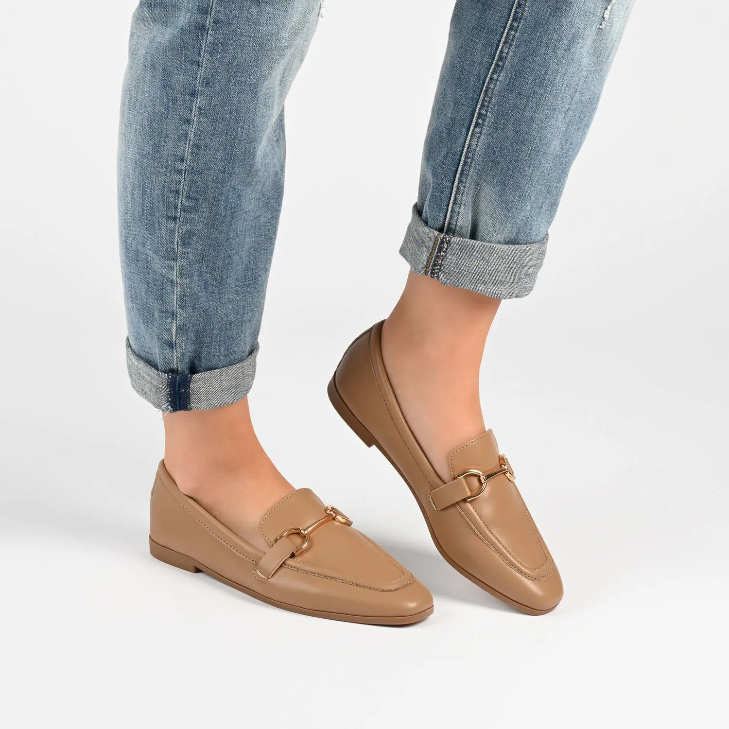 MIZZA LOAFER FLATS IN FAUX LEATHER warm beige
