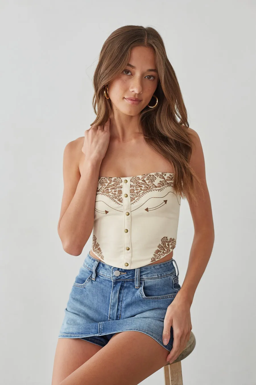 Montana Western Embroidered Top denim friend