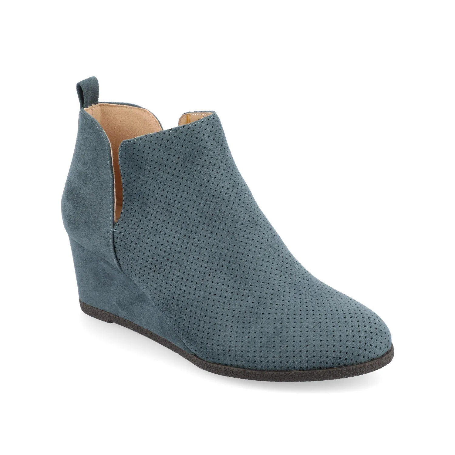 MYLEE WEDGE HEELED BOOTIES IN FAUX SUEDE late coffee