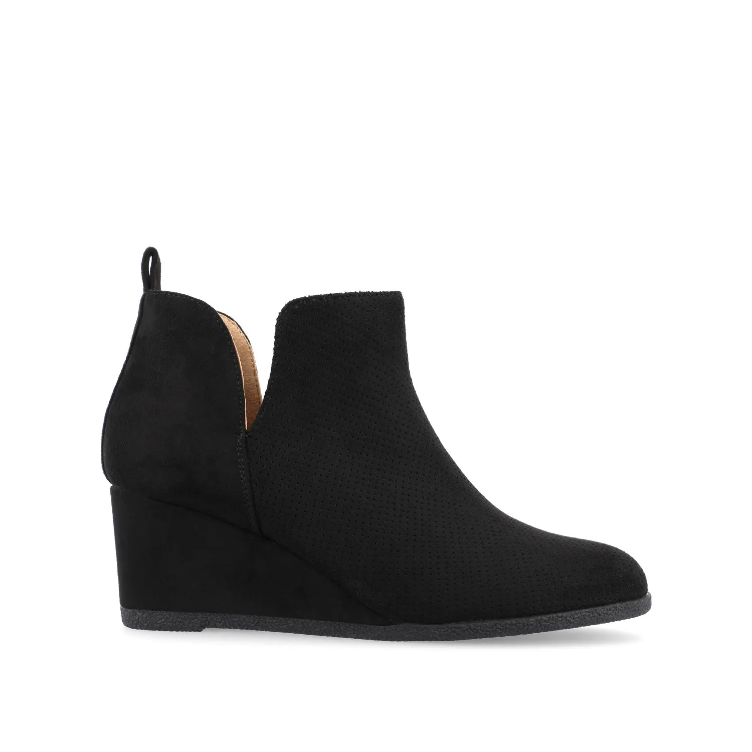 MYLEE WEDGE HEELED BOOTIES IN FAUX SUEDE late coffee