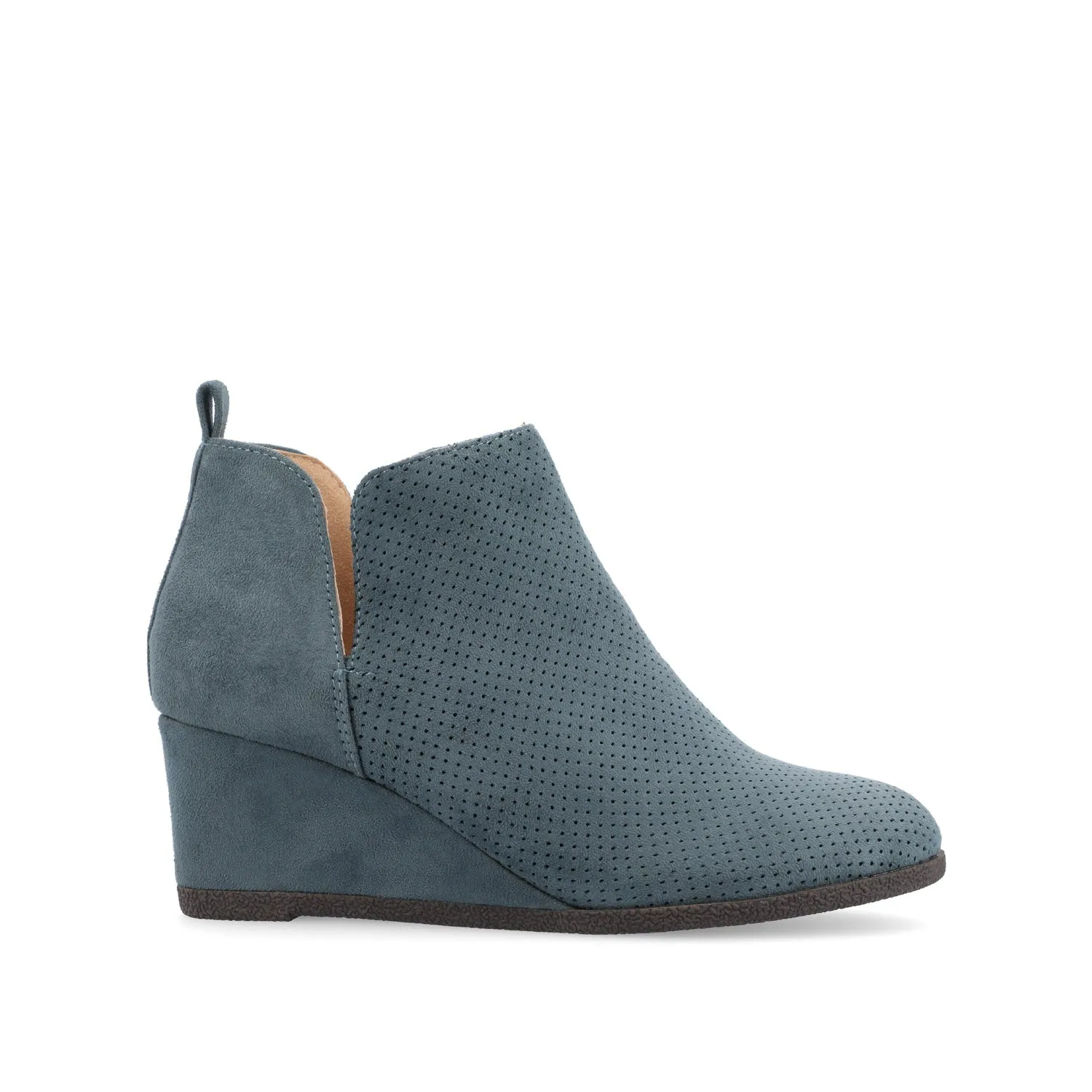 MYLEE WEDGE HEELED BOOTIES IN FAUX SUEDE late coffee