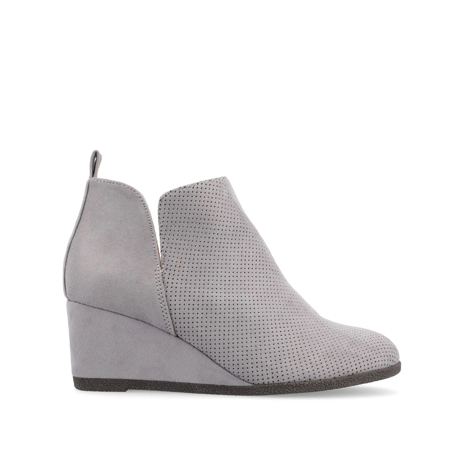 MYLEE WEDGE HEELED BOOTIES IN FAUX SUEDE late coffee