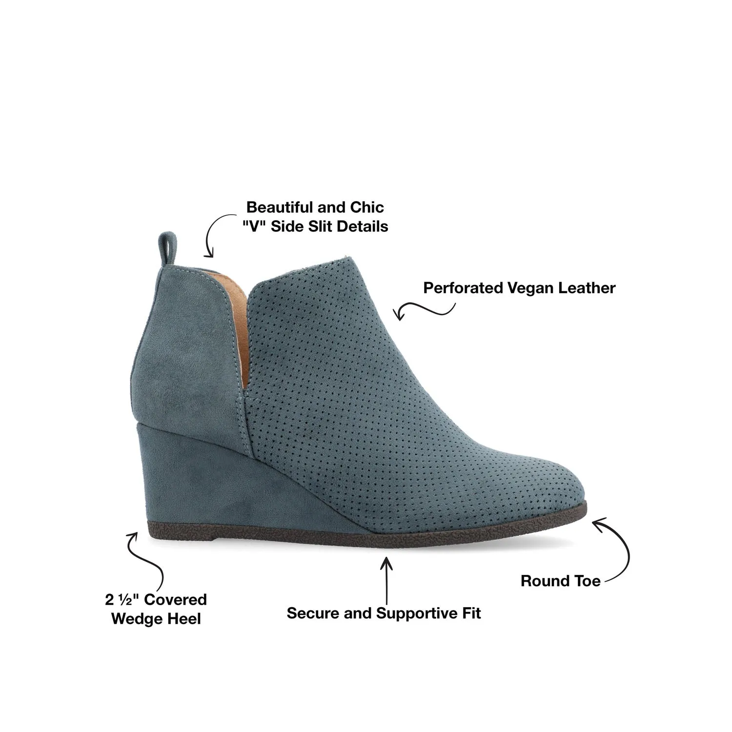MYLEE WEDGE HEELED BOOTIES IN FAUX SUEDE late coffee