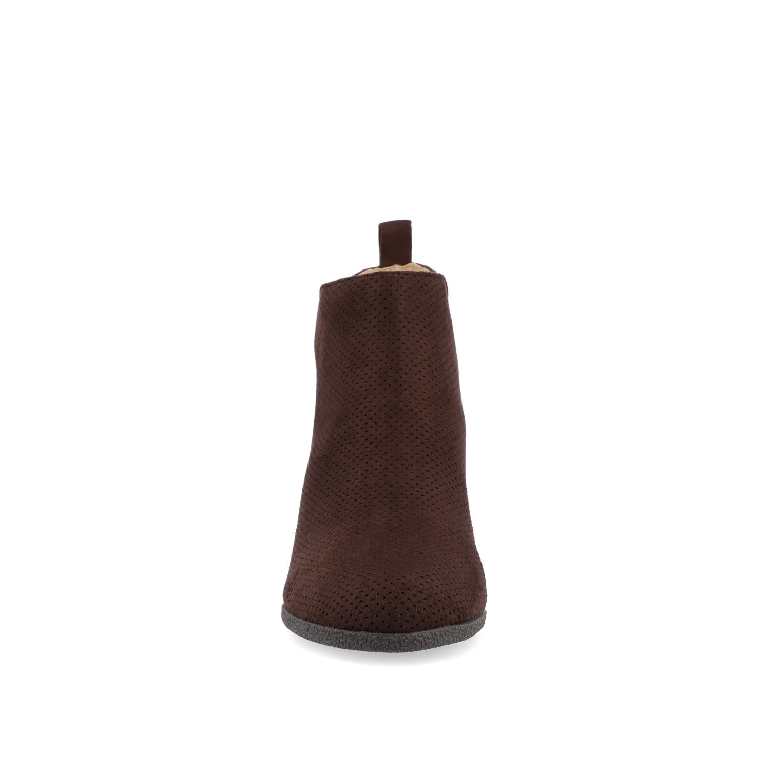 MYLEE WEDGE HEELED BOOTIES IN FAUX SUEDE late coffee