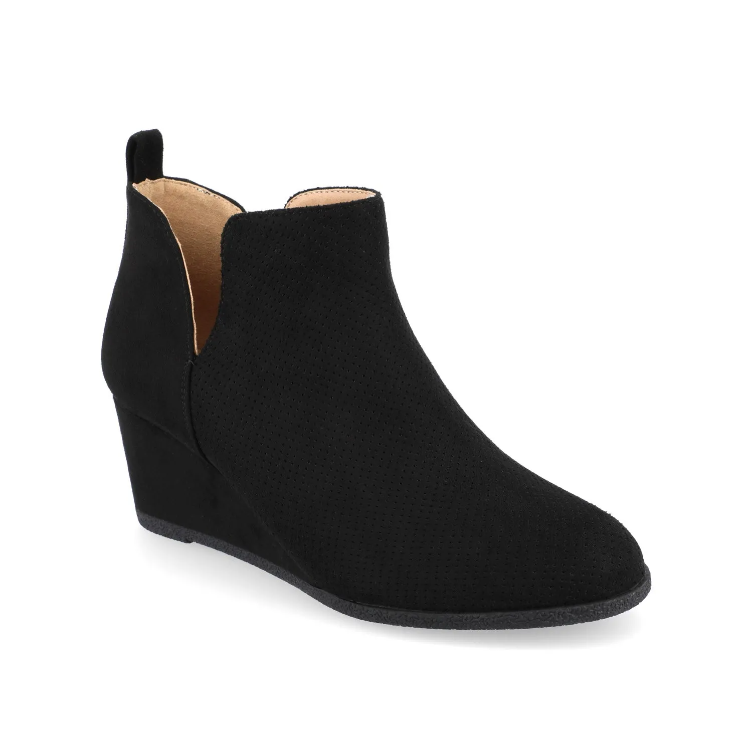 MYLEE WEDGE HEELED BOOTIES IN FAUX SUEDE late coffee