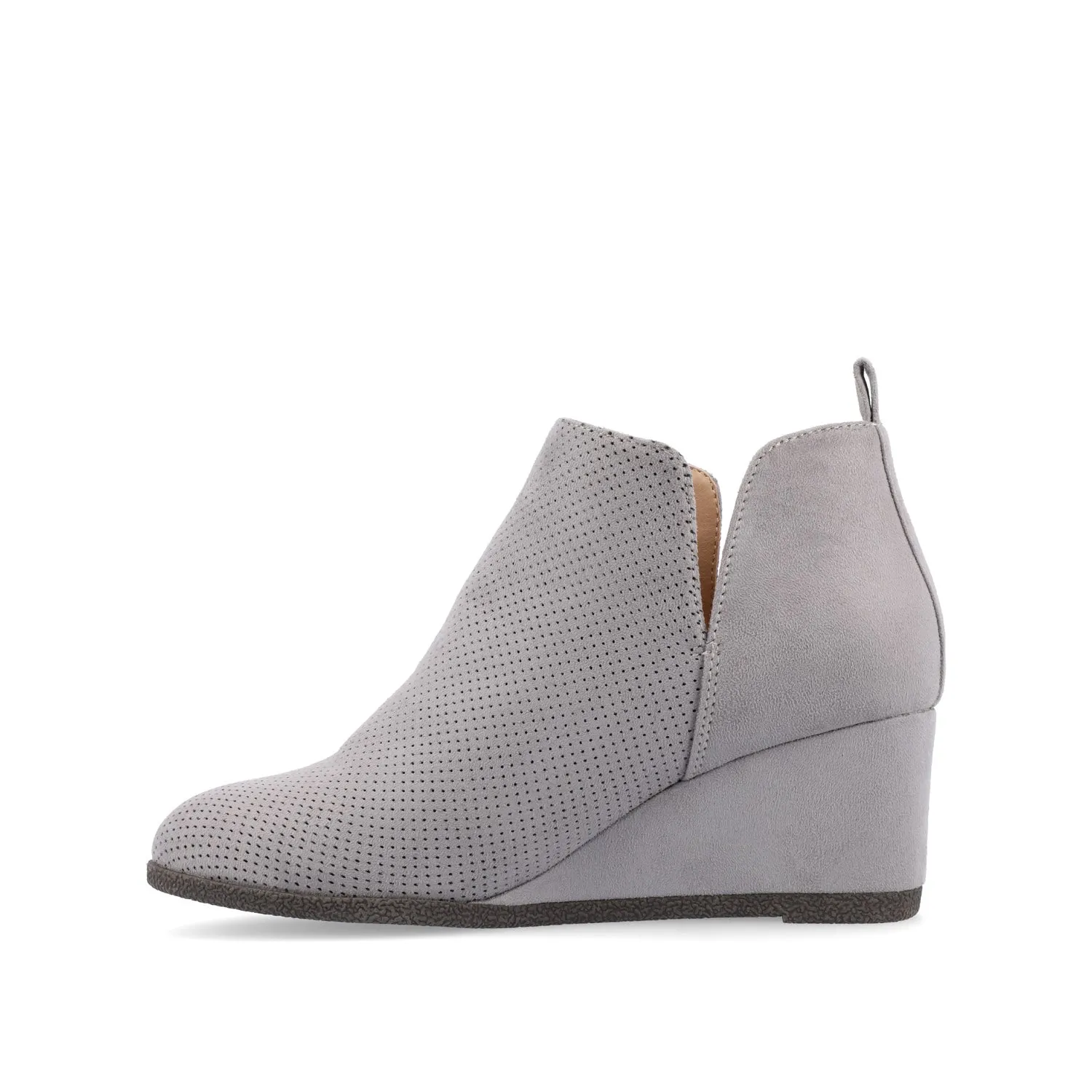 MYLEE WEDGE HEELED BOOTIES IN FAUX SUEDE late coffee