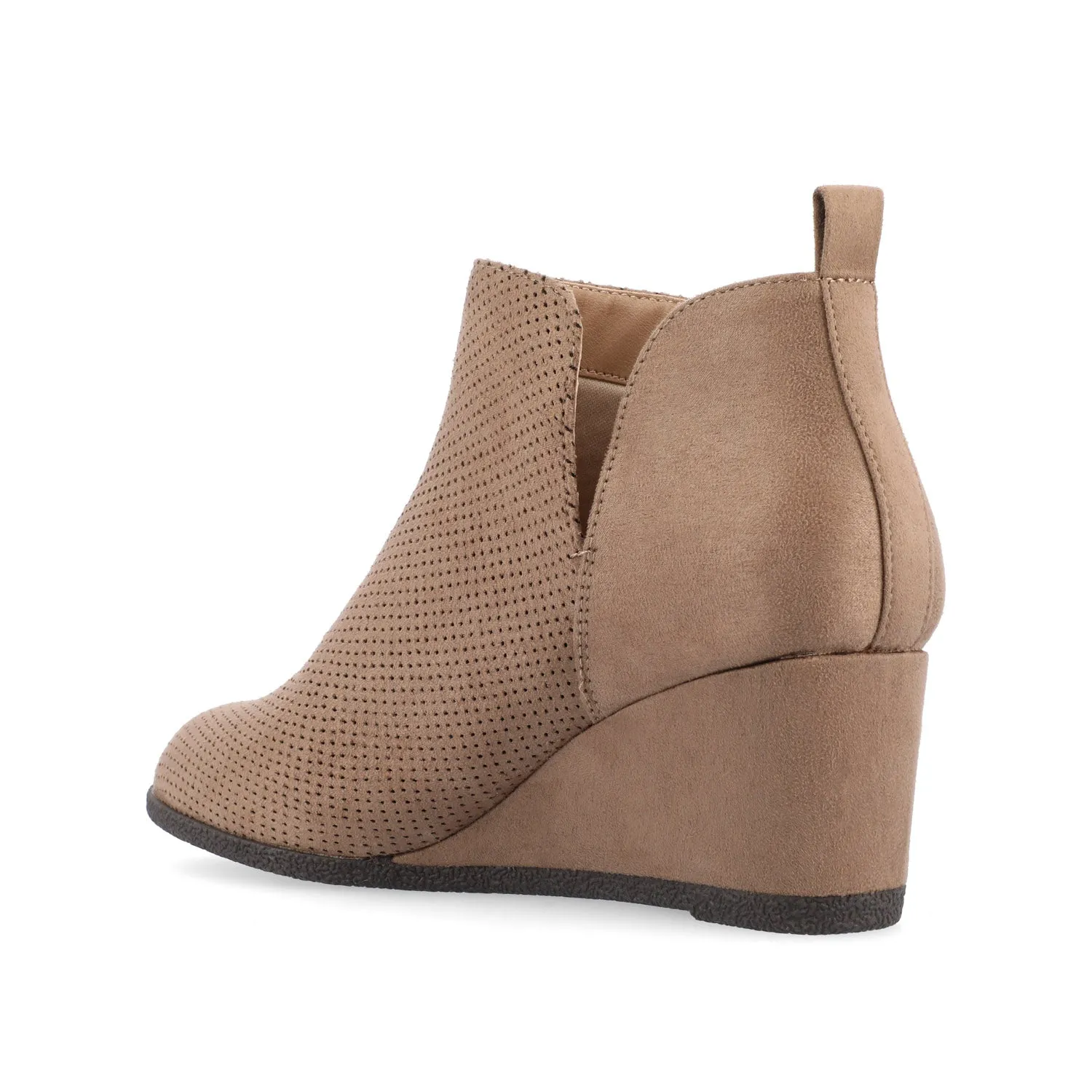 MYLEE WEDGE HEELED BOOTIES IN FAUX SUEDE late coffee